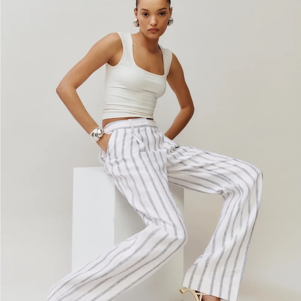 REFORMATION Alex Linen Mid Rise Pant size 12